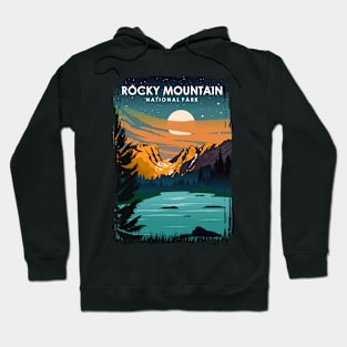 Rocky Mountain National Park at Night Vintage Minimal Travel Poster Hoodie